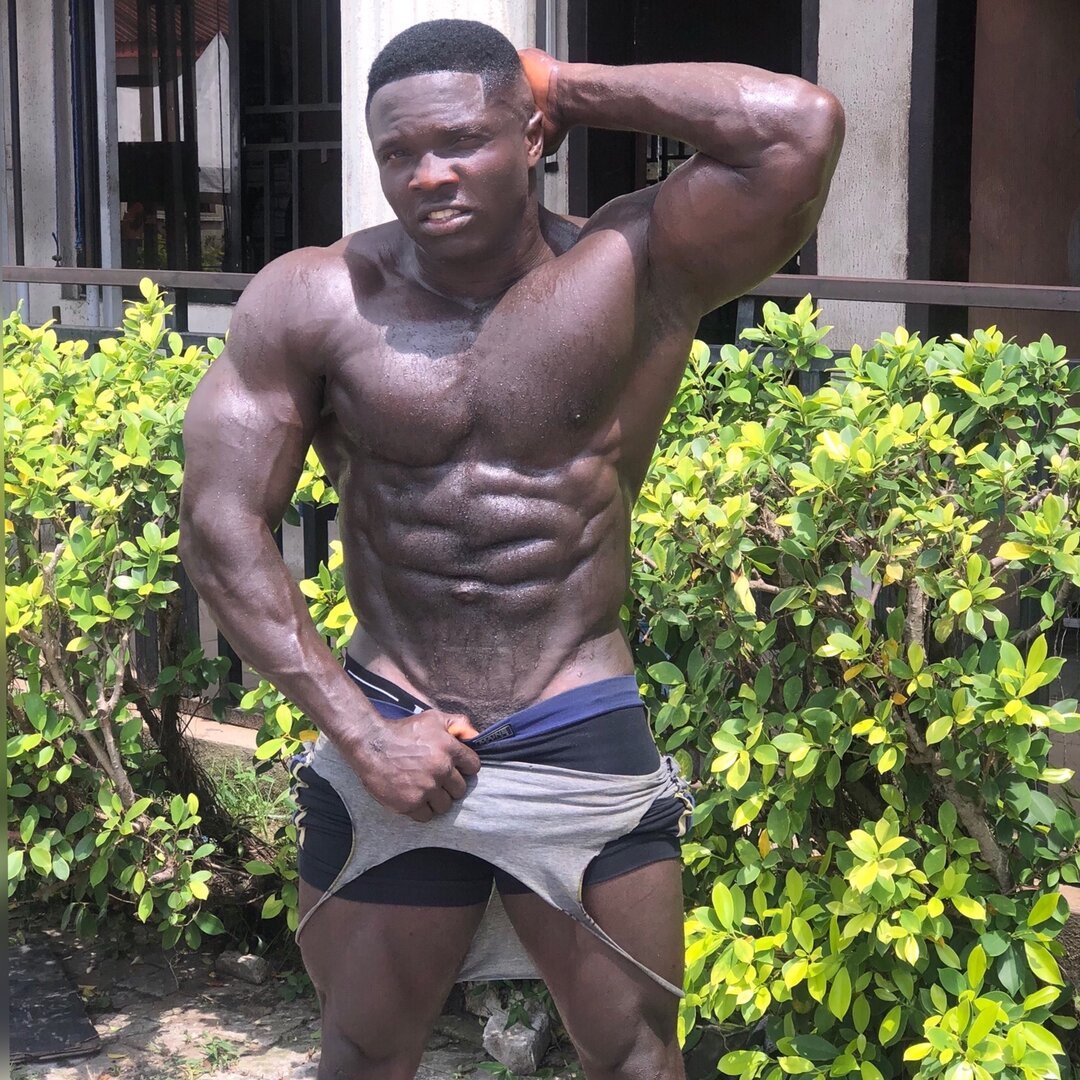 Bony, Black Bodybuilder Muscle Worship